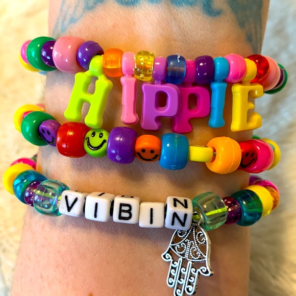 Rainbow Hippie Kandi Raver Bracelets - Picture 3 of 3